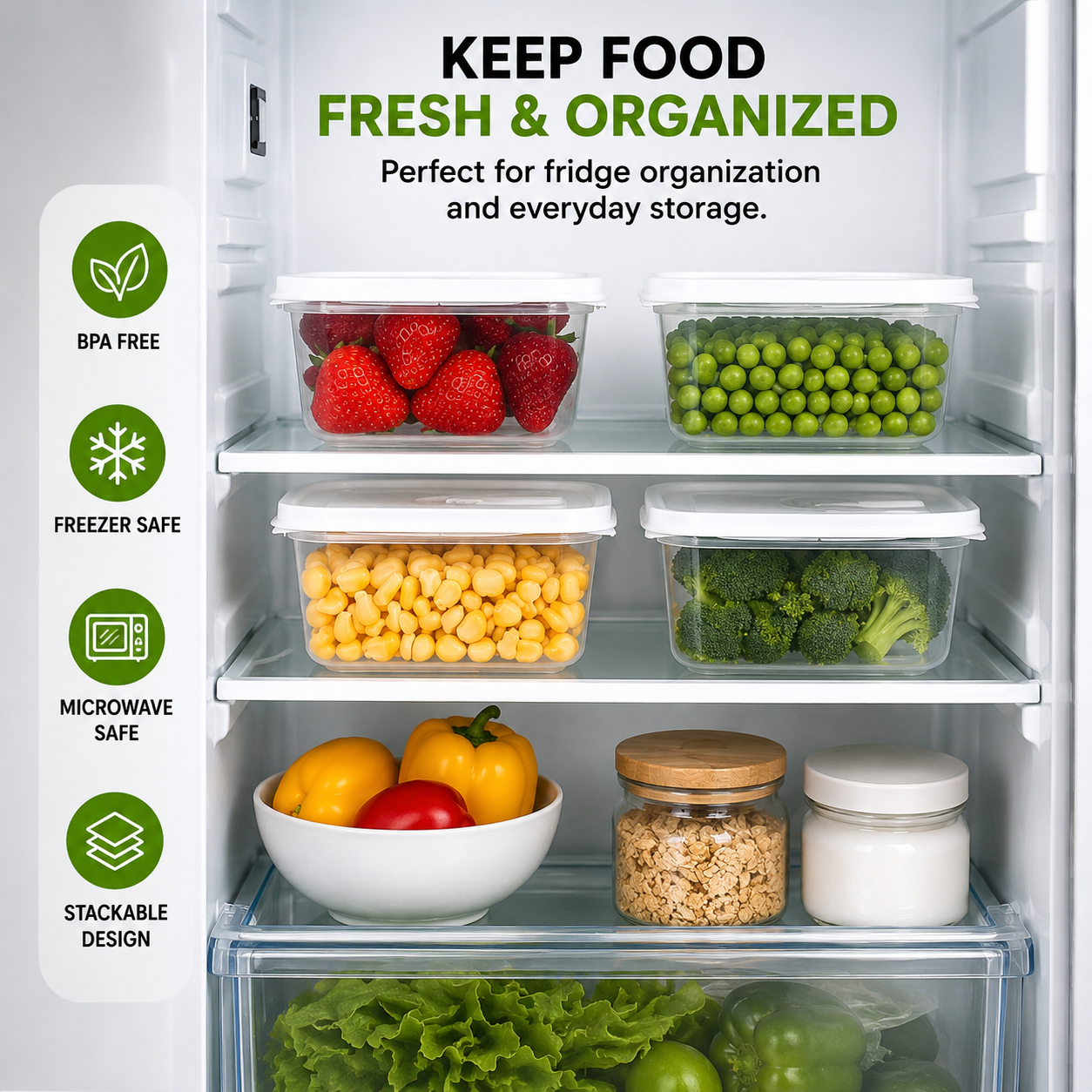 4-Piece Airtight Food Storage Container Set (400ml Each) | Microwave & Freezer Safe Kitchen Storage Boxes