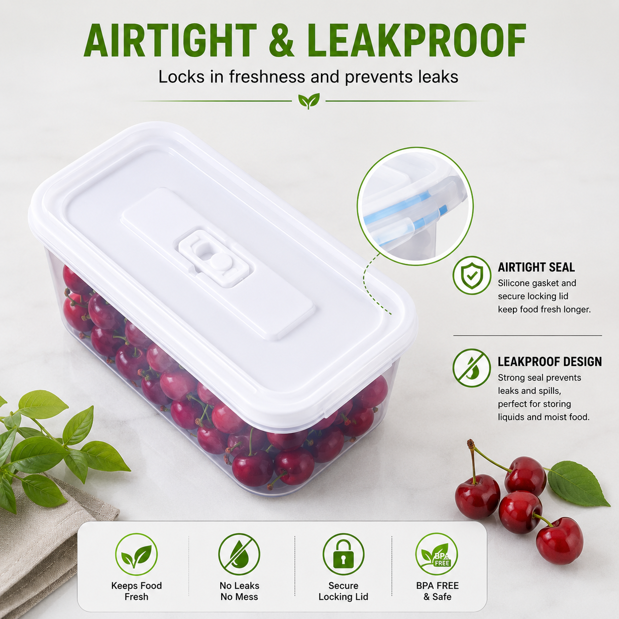 6-Piece Airtight Food Storage Container Set (1500ml Each) | BPA-Free Microwave & Freezer Safe Kitchen Storage Boxes