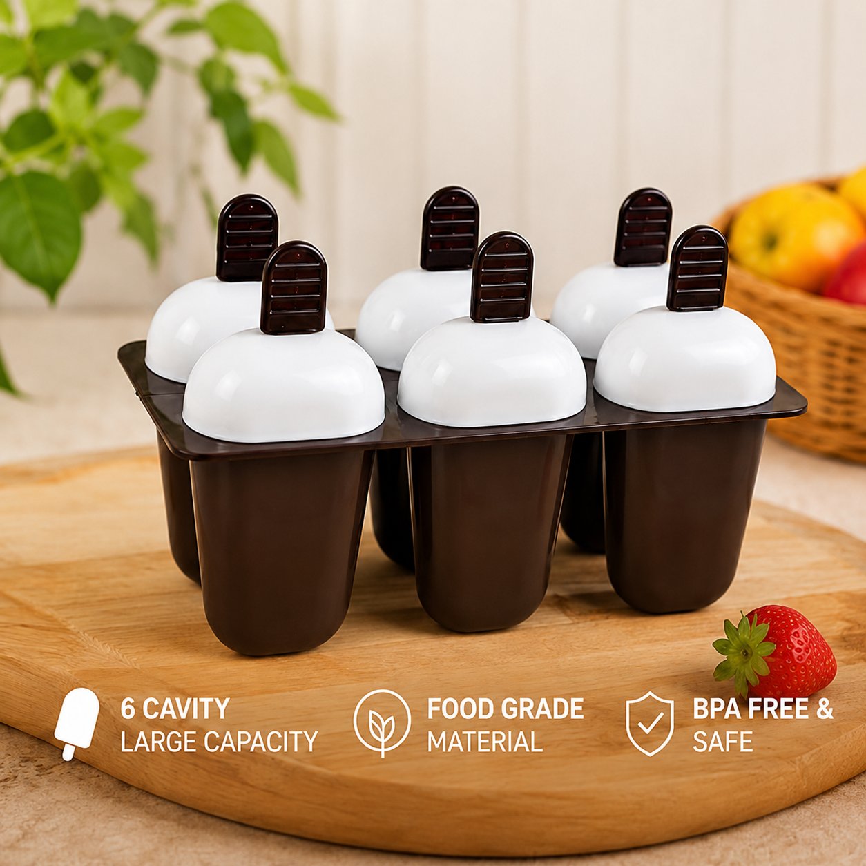 6-Cavity Homemade Popsicle Mold Set | BPA-Free Reusable Ice Cream Maker for Kids & Family