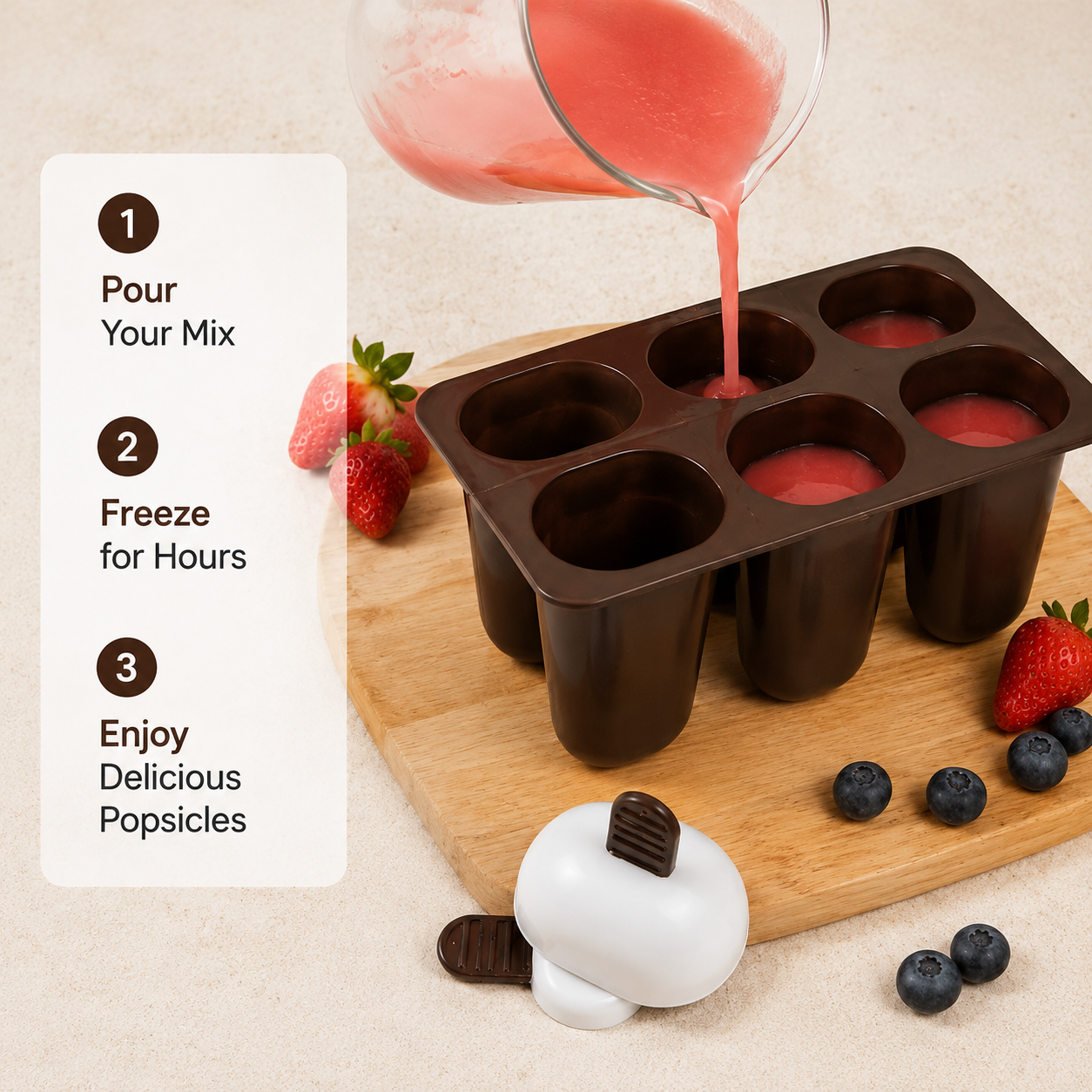 6-Cavity Homemade Popsicle Mold Set | BPA-Free Reusable Ice Cream Maker for Kids & Family
