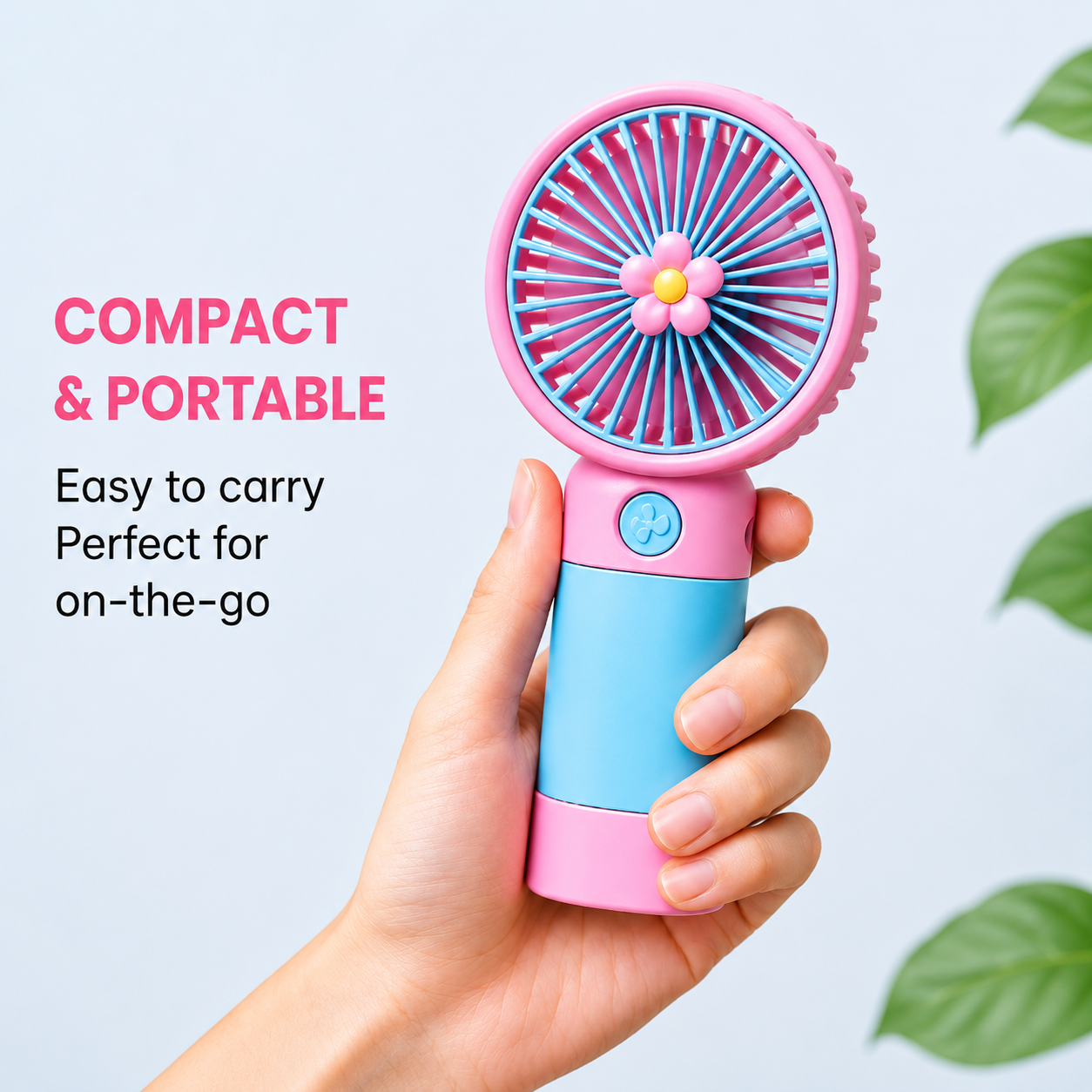Portable Mini Handheld Fan USB Rechargeable – 3 Speed Personal Cooling Fan with Stand, Quiet Desktop Fan for Home, Office & Travel